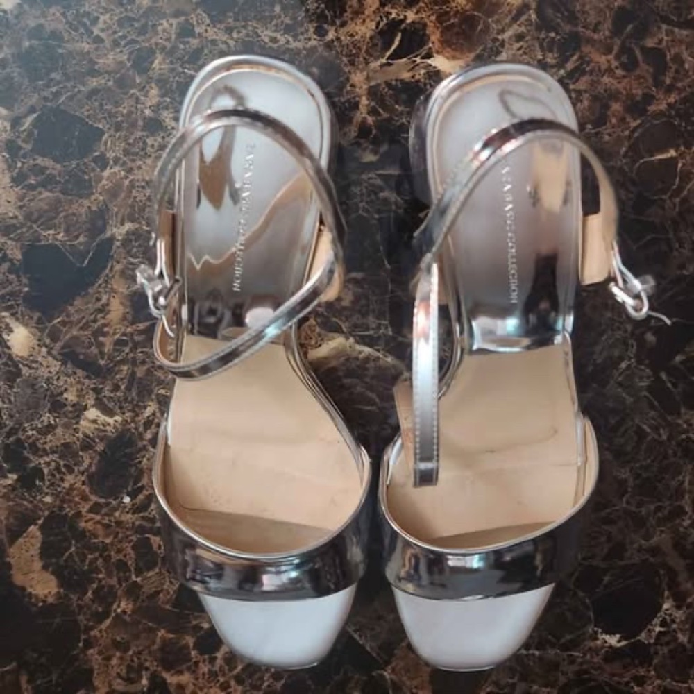 Zara Basic Collection Silver Slingback Heels - image 1